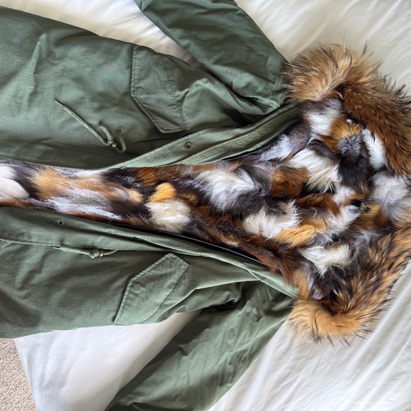 Sandra Štěpánek Luxury Parka – Real Fur Lined, Olive Green, Size M, Made in Euro - Picture 1 of 5